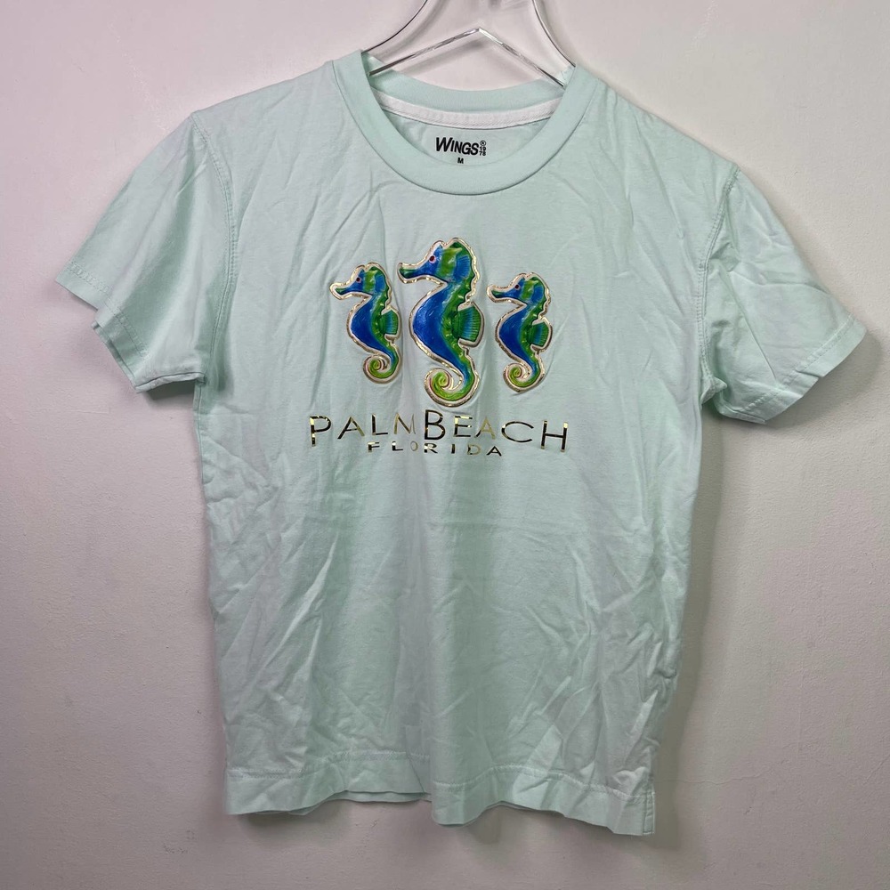 Vintage Palm Beach Florida Seahorse Souvenir Cotton T-shirt, Women's Size Medium